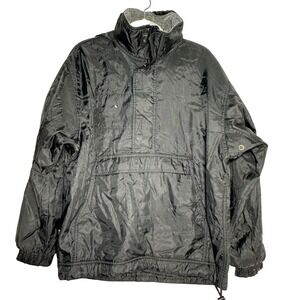 County Seat Outerwear Mens Black Anorak Fleece Lined Pullover Jacket Large Snag